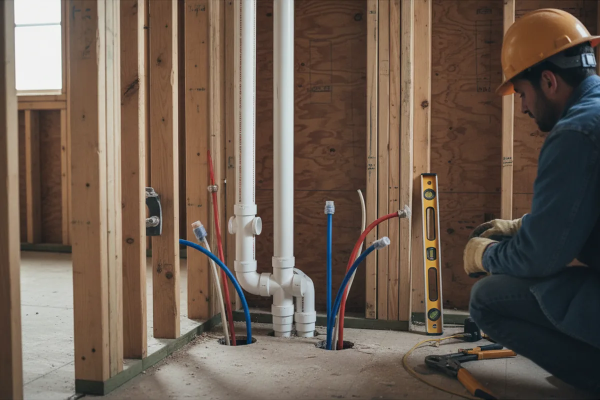 Drain and supply rough-in during Drain Cleaning in Slater