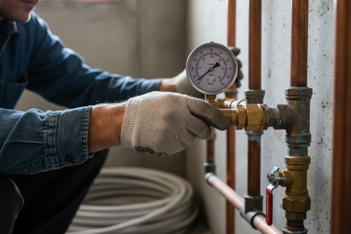 Pressure testing a repaired line during Water Line Repair in Slater